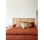 Rexit solid mindi wood and veneer bedside table with rattan 50 x 48 cm