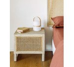 Rexit solid mindi wood and veneer bedside table with rattan 50 x 48 cm