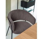 Chaise Runnie velours à grosses côtes et pieds acier
