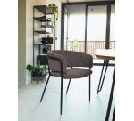 Chaise Runnie velours à grosses côtes et pieds acier