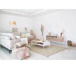 Table basse Marielle en contreplaqué de frêne et laqué blanc 124 x 70 cm
