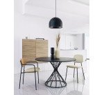 DE_Chaise Benilda beige, contreplaqué de chêne et acier finition noir