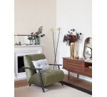 Butaca Meghan de chenilla con patas madera con acabado wengué