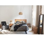 Rasha bedside table with oak veneer with natural finish 49 x 45 cm