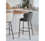 Tabouret Ciselia en laine bouclée noire et métal noir hauteur 75 cm