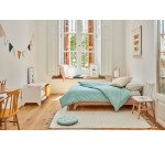 Tressia kids chair in solid rubber wood with white and natural finish