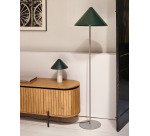 Lampe de table Valentine en marbre blanc et métal peint en vert