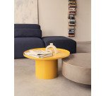 Fleksa round coffee table in mustard metal, Ø 72 cm