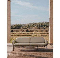 Sofá 3 plazas de exterior Joncols de aluminio con acabado pintado verde 225 cm