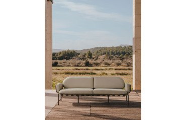 Sofá 3 plazas de exterior Joncols de aluminio con acabado pintado verde 225 cm