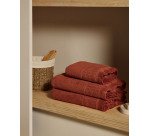 Veta gezichtshanddoek van 100% katoen in terracotta 30 x 50 cm