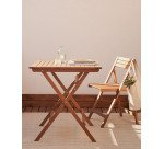 Table d'extérieur pliante Sadirar en bois d'acacia 70 x 70 cm