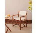 Folding outdoor chair Thianna in beige and acacia wood
