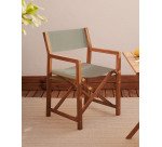 Outdoor folding chair Thianna in green and acacia wood