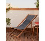 Chilienne d'extérieur pliante Adredna noire en bois acacia