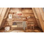 Pouf Yanil 100% en coton blanc avec broderie de feuilles multicolore Ø 40 cm