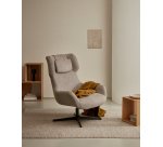 Fauteuil giratoire avec accoudoirs Zalina en bouclette pieds acier