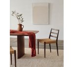 Montalt 100% linen tablecloth with terracotta fringes and black contrast stitching 150 x 250 cm