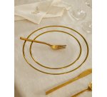 Plato de postre Nelie transparente y detalle dorado