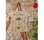Calendrier de l'Avent Uarda 100% coton blanc avec broderies 56 x 65 cm
