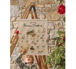 Calendrier de l'Avent Uarda 100% coton blanc avec broderies 56 x 65 cm