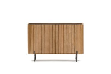 Buffet Licia 2 portes en bois massif de manguier et métal peint en noir 120 x 80 cm