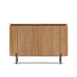 Buffet Licia 2 portes en bois massif de manguier et métal peint en noir 120 x 80 cm