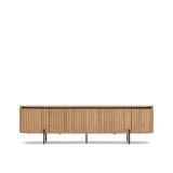 Licia TV stand with 4 doors, solid mango wood with natural finish and metal, 200 x 55 cm