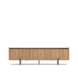 Licia TV stand with 4 doors, solid mango wood with natural finish and metal, 200 x 55 cm