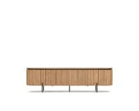 Mueble TV Licia 4 puertas de madera maciza de mango y metal pintado negro 200 x 55 cm