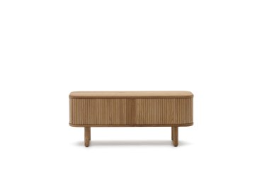 Mueble TV Mailen 2 puertas en chapa de fresno con acabado natural 120 x 50 cm