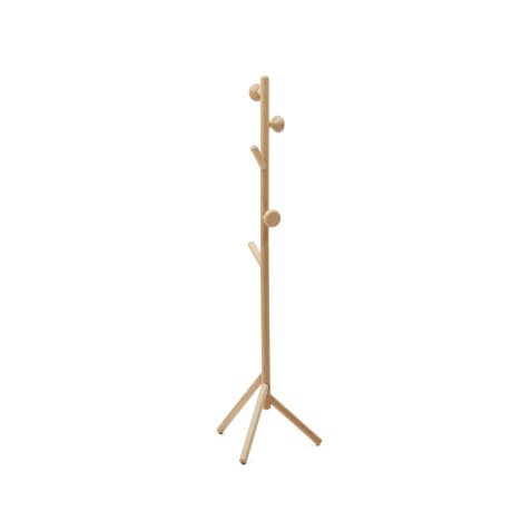 Nadue coat rack in solid beech wood with natural finish 170 cm