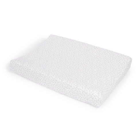 Yamile changing mat cover 100% organic cotton (GOTS) in white with grey leaves 50 x 70 cm