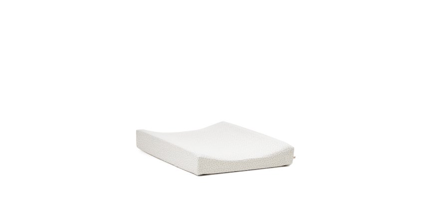 Housse pour table à langer  Yamile coton organique (GOTS) beige à  pois rose 50 x 70 cm