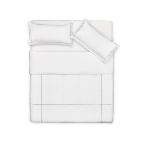 Set Elvia housse couette, taies oreiller 100% percale de coton 180 fils blanc 150 x 200cm