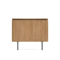 Cabecero Licia de madera maciza de mango y metal acabado pintado negro para cama de 90 cm