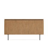 Licia solid mango wood and metal headboard with a black finish, for 180 cm beds