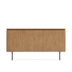 Licia solid mango wood and metal headboard with a black finish, for 180 cm beds