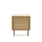 Lenon oak wood and veneer bedside table with 2 drawers, 50 x 55 cm FSC MIX Credit