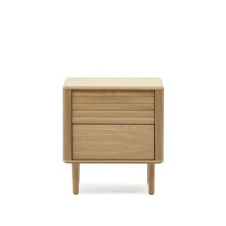 Lenon oak wood and veneer bedside table with 2 drawers, 50 x 55 cm FSC MIX Credit