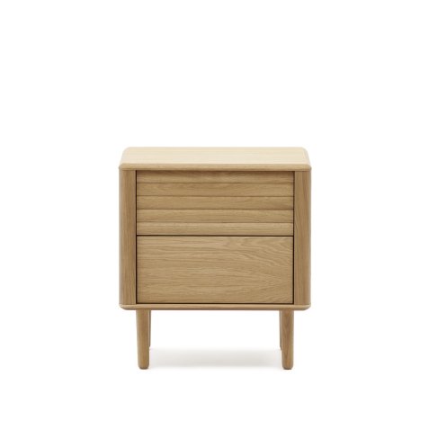 Lenon oak wood and veneer bedside table with 2 drawers, 50 x 55 cm FSC MIX Credit