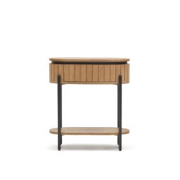 Licia mango wood bedside table with 1 drawer, with a natural finish and metal, 55 x 56 cm