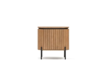 Licia mango wood bedside table with 1 drawer, with a natural finish and metal, 55 x 55 cm