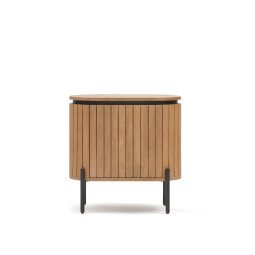 Licia mango wood bedside table with 1 drawer, with a natural finish and metal, 55 x 55 cm