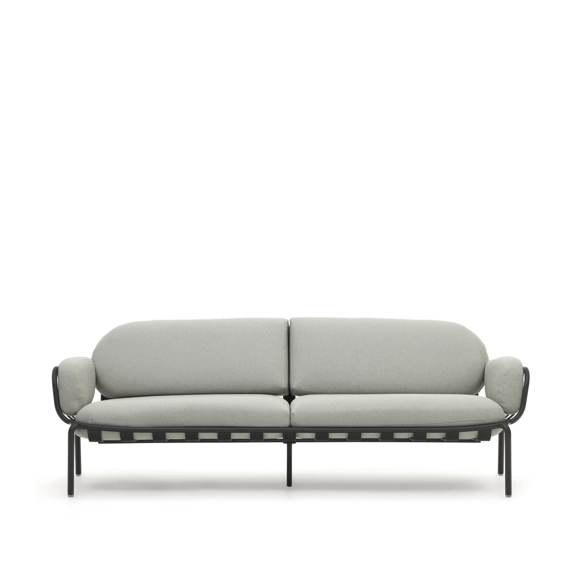 Joncols outdoor aluminium 3 seater sofa with powder coated grey finish, 225 cm