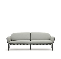 Sofá 3 plazas de exterior Joncols de aluminio con acabado pintado gris 225 cm