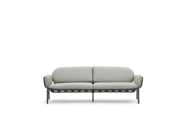 Sofá 3 plazas de exterior Joncols de aluminio con acabado pintado gris 225 cm