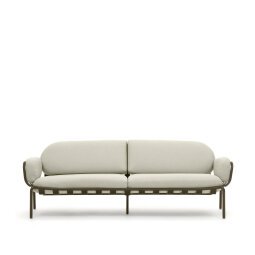 Joncols outdoor aluminium 3 seater sofa with powder coated green finish, 225 cm