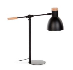 Lámpara de mesa Tescarle de madera de haya y acero