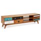 Meuble TV Conrad 7 tiroirs en bois de manguier massif naturel et multicolore 160 x 41 cm